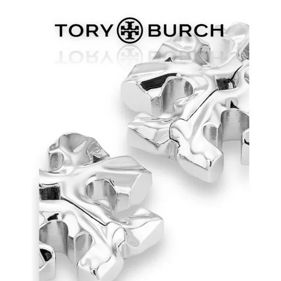 TORY BURCH SILVER LOGO MILLER HOOPS - Picture 3 of 3